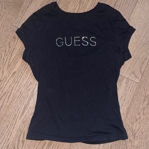 Guess Rhinestone Black Tee Size Small
